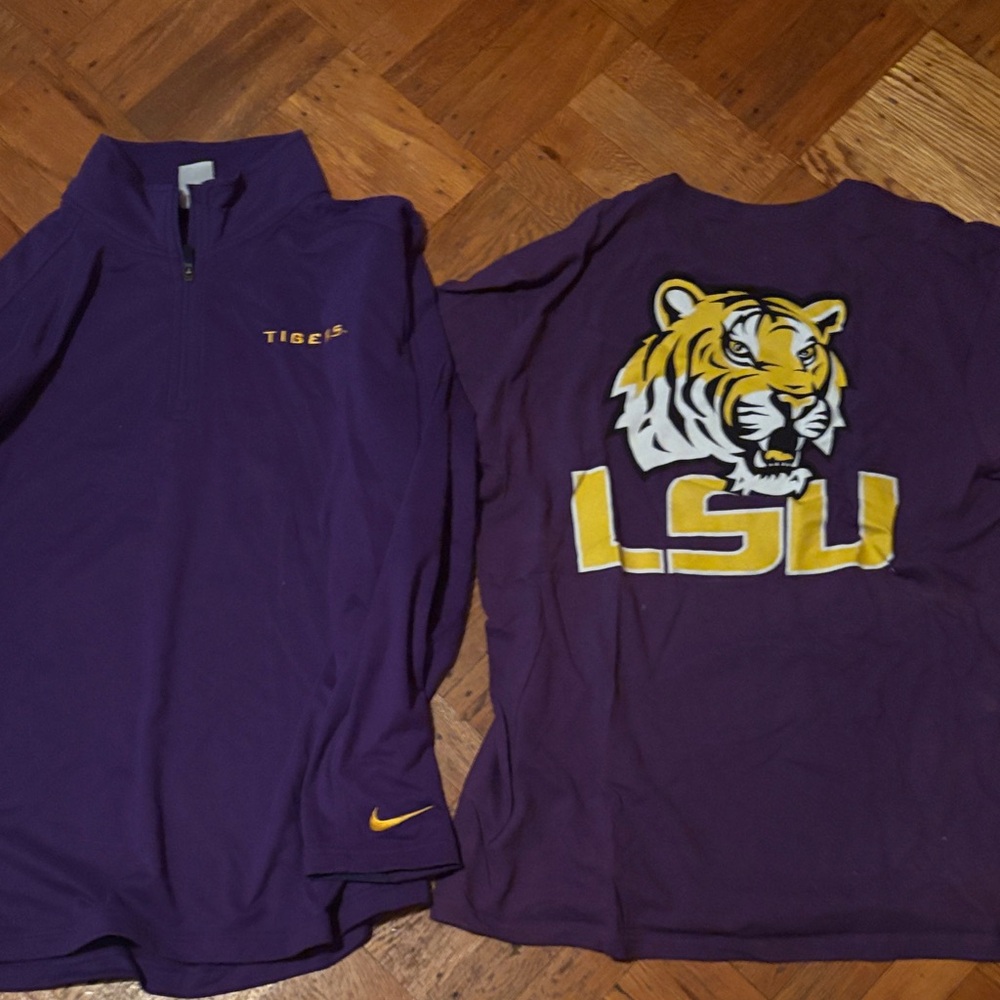 Nike Purple LSU Tiger Sweatshirt and tee shirt print on front back